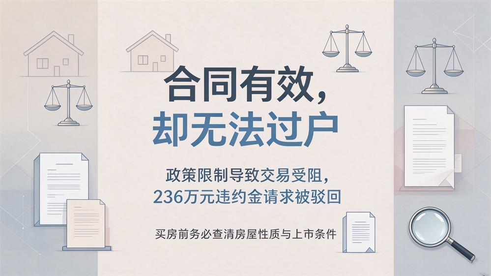 央产房买卖纠纷  |   合同有效却无法过户：236万元违约金为何被法院驳回？