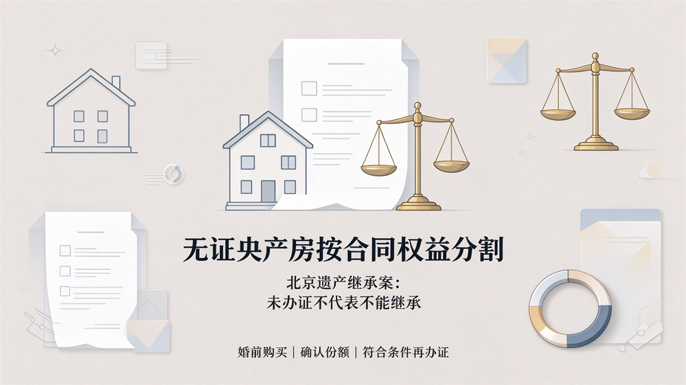 央产房继承纠纷 | 央产房没房本，婚前买、婚后才办证 —— 这笔遗产到底怎么分？