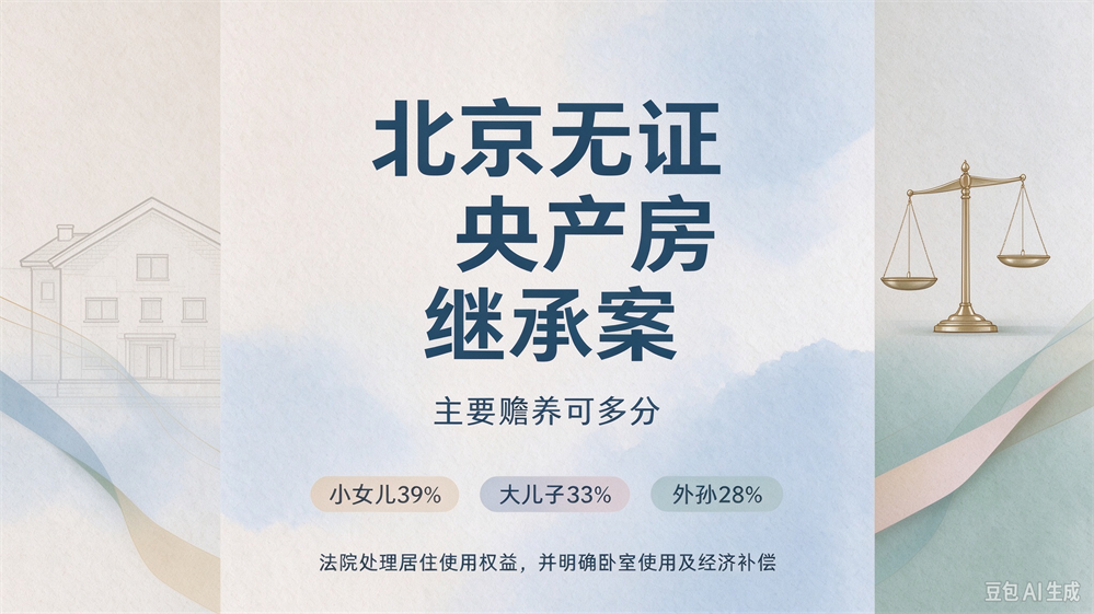 北京无证央产房继承案：小女儿39%，大儿子33%，外孙28%，小女儿为什么能多分？