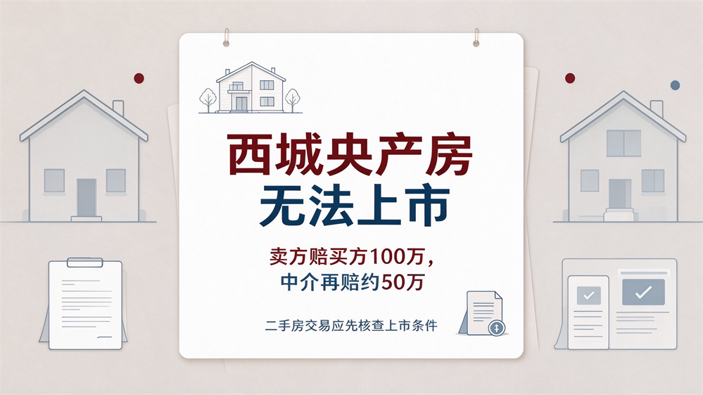 北京一套央产房毁约，卖方赔了买方100万，中介还要再赔买方50万？