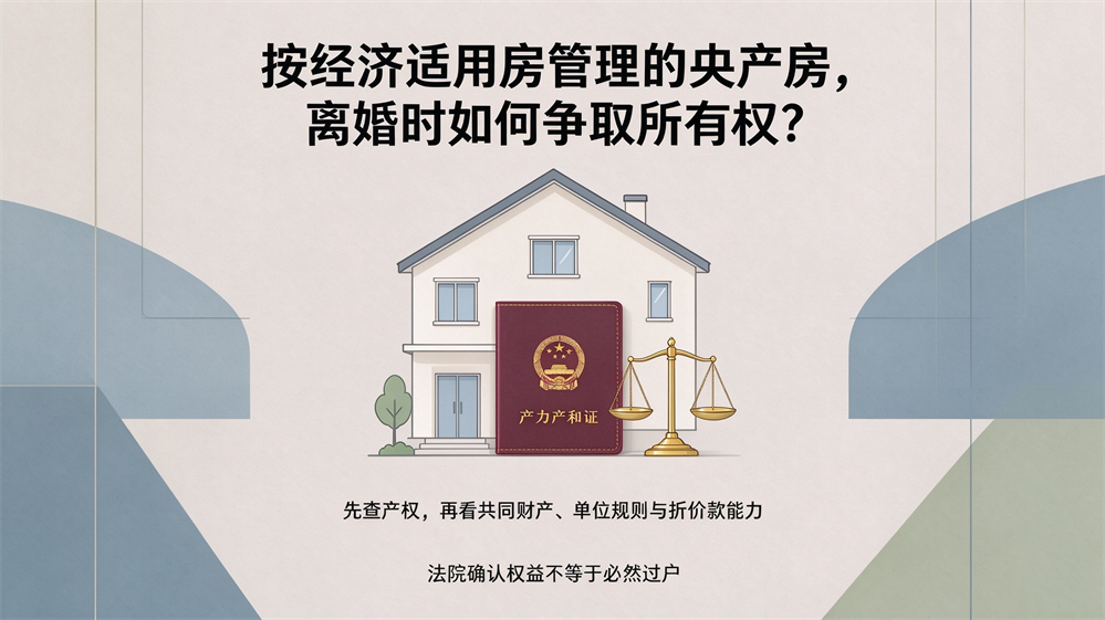 央产房所有权纠纷 | 离婚时，按经济适用房管理的央产房，我能拿到所有权吗？