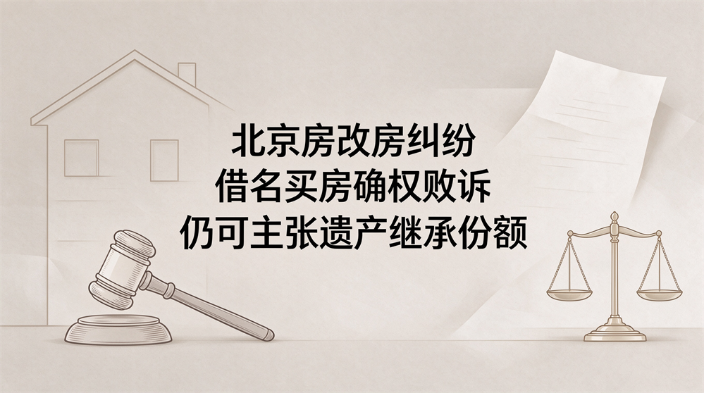 房改房借名买房 | 北京房改房借名买房踩坑！确权败诉，还能继承房屋份额吗？